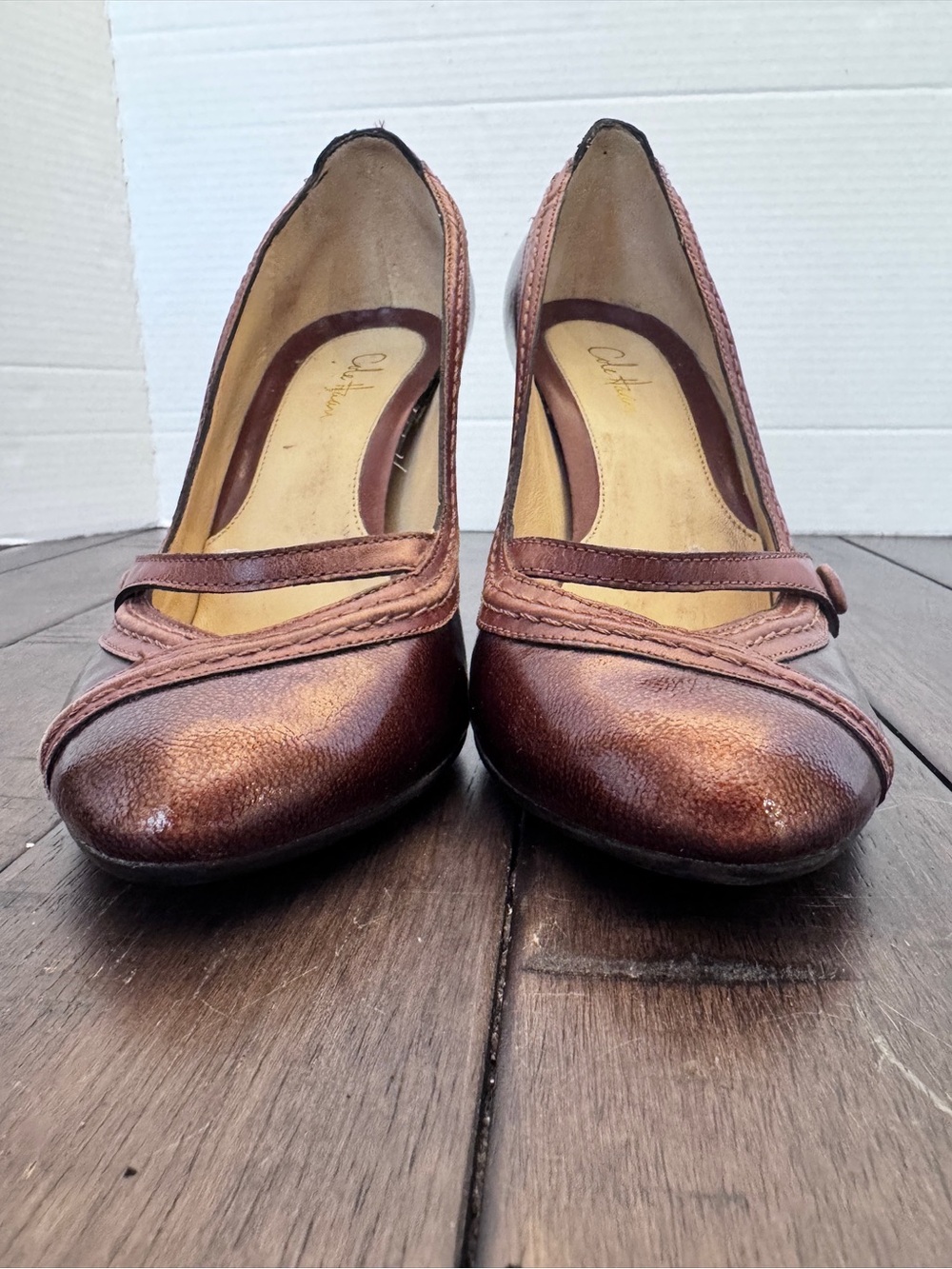 Vtg Cole Haan Mary Jane Stacked Button Strap Pump Heel Women’s Size 5.5 - Picture 5 of 13